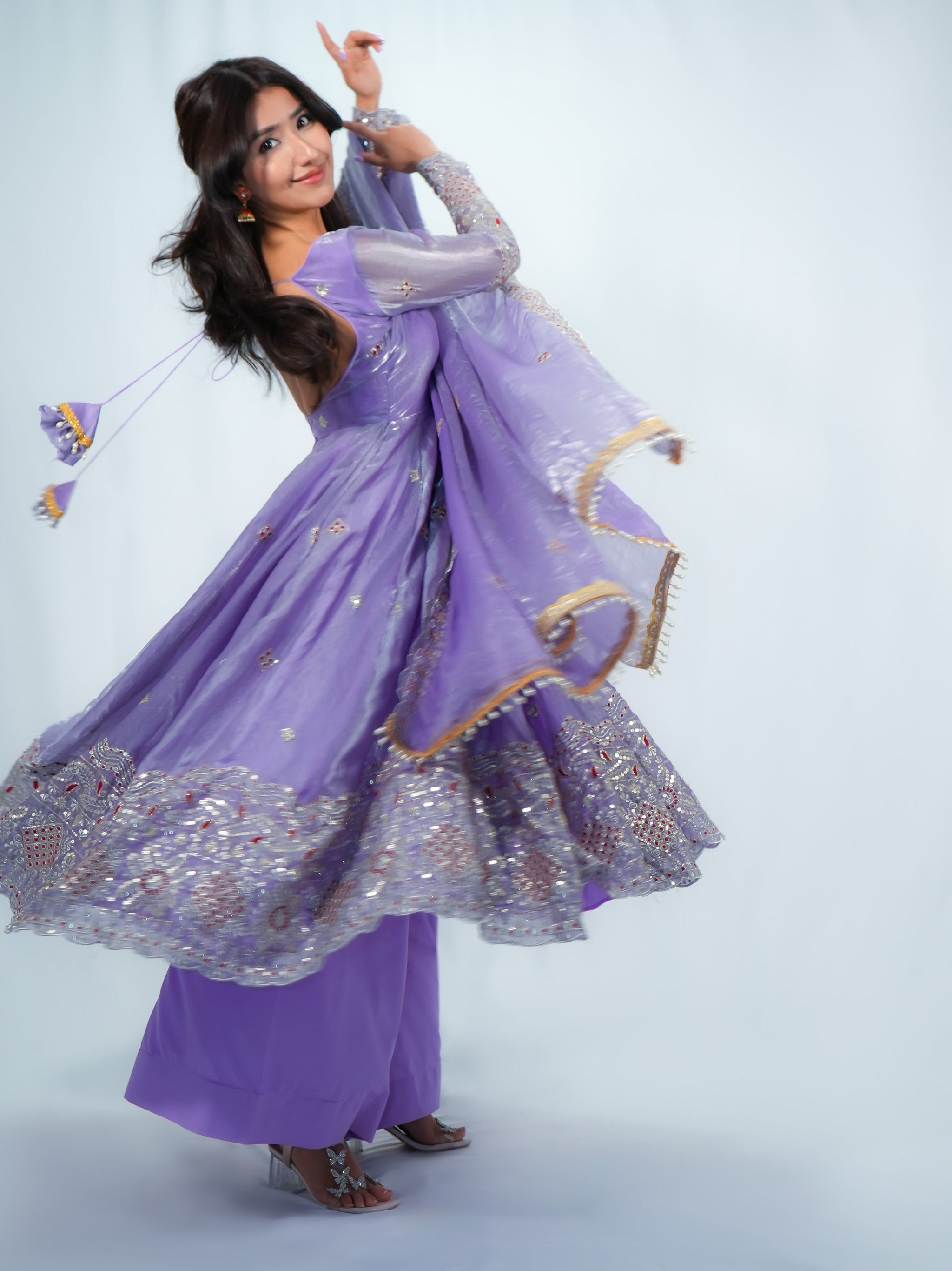 Anarkali Suit With Duppata & Plazo Festive Wear Set