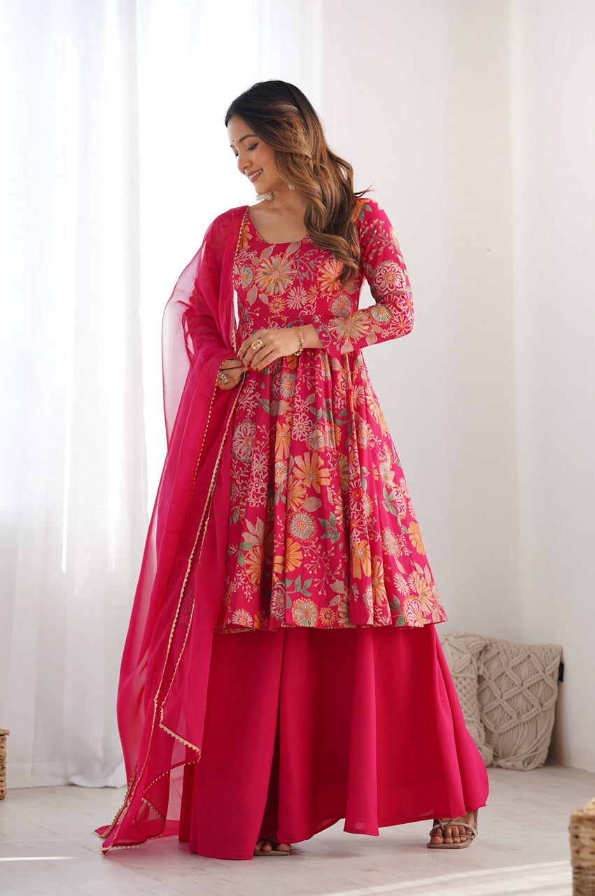 Floral Designer Peplum Plazo Kurta Set