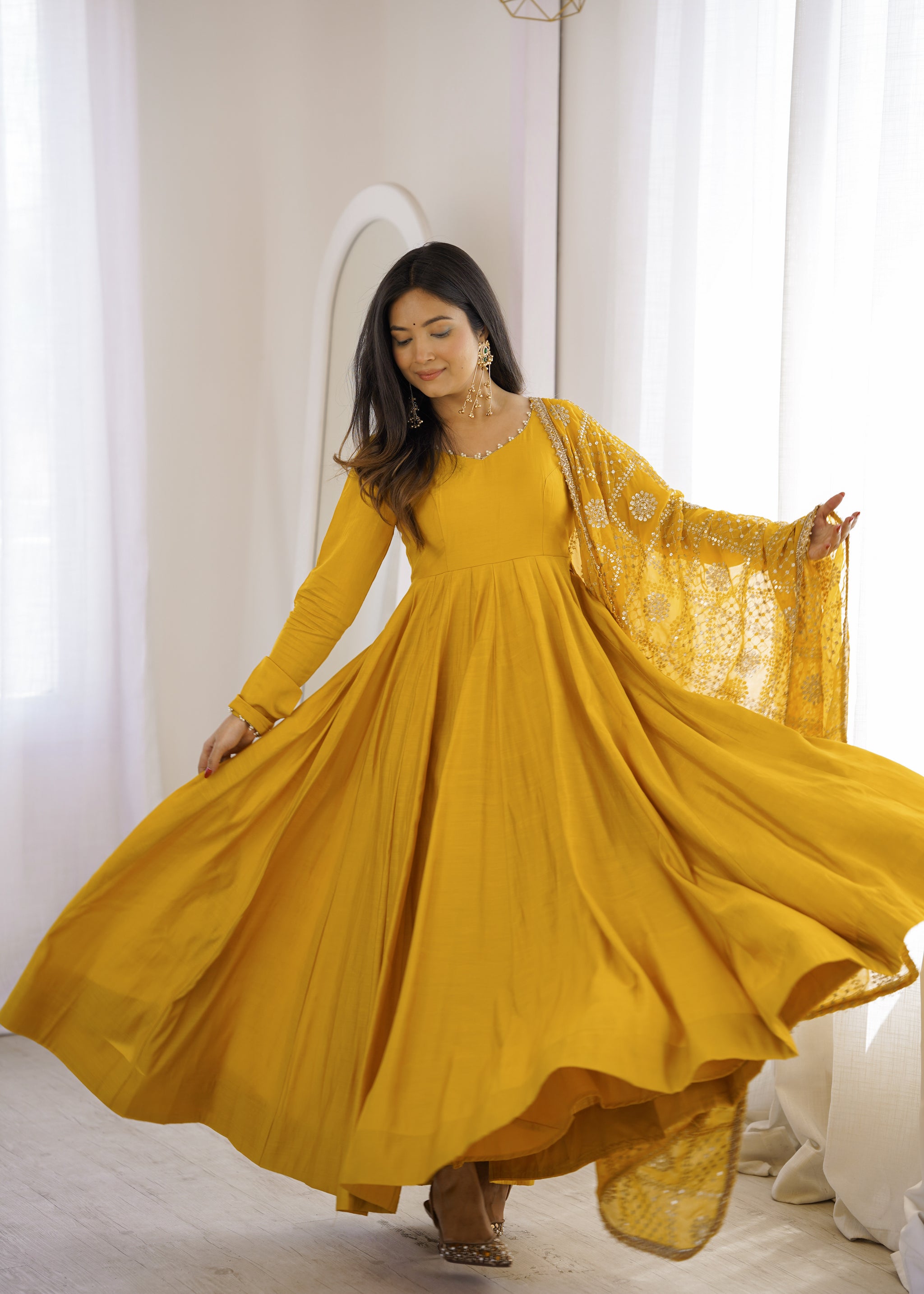 Chanderi 16 Kali Anarkali With Designer Dupatta