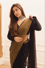 GLORIOUS DESIGNER LOOK CHIFFON BASE READY TO WEAR PREPLATTED SAREE