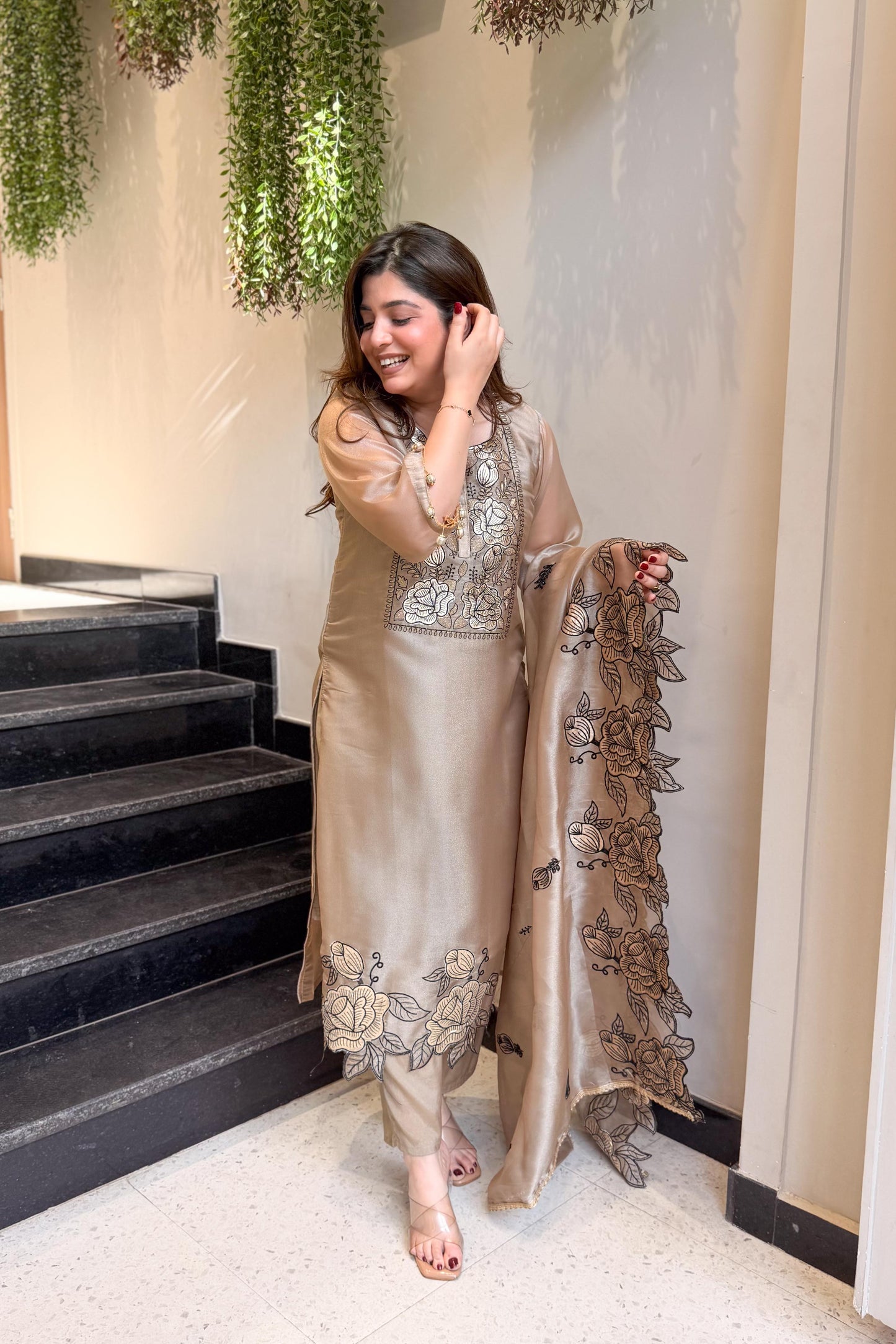 Sunehri Floral Embroidered Suit Set