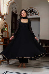 Anika Premium Black Party Wear Anarkali Suit Set