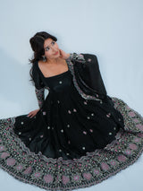 Anarkali Suit With Duppata & Plazo Festive Wear Set