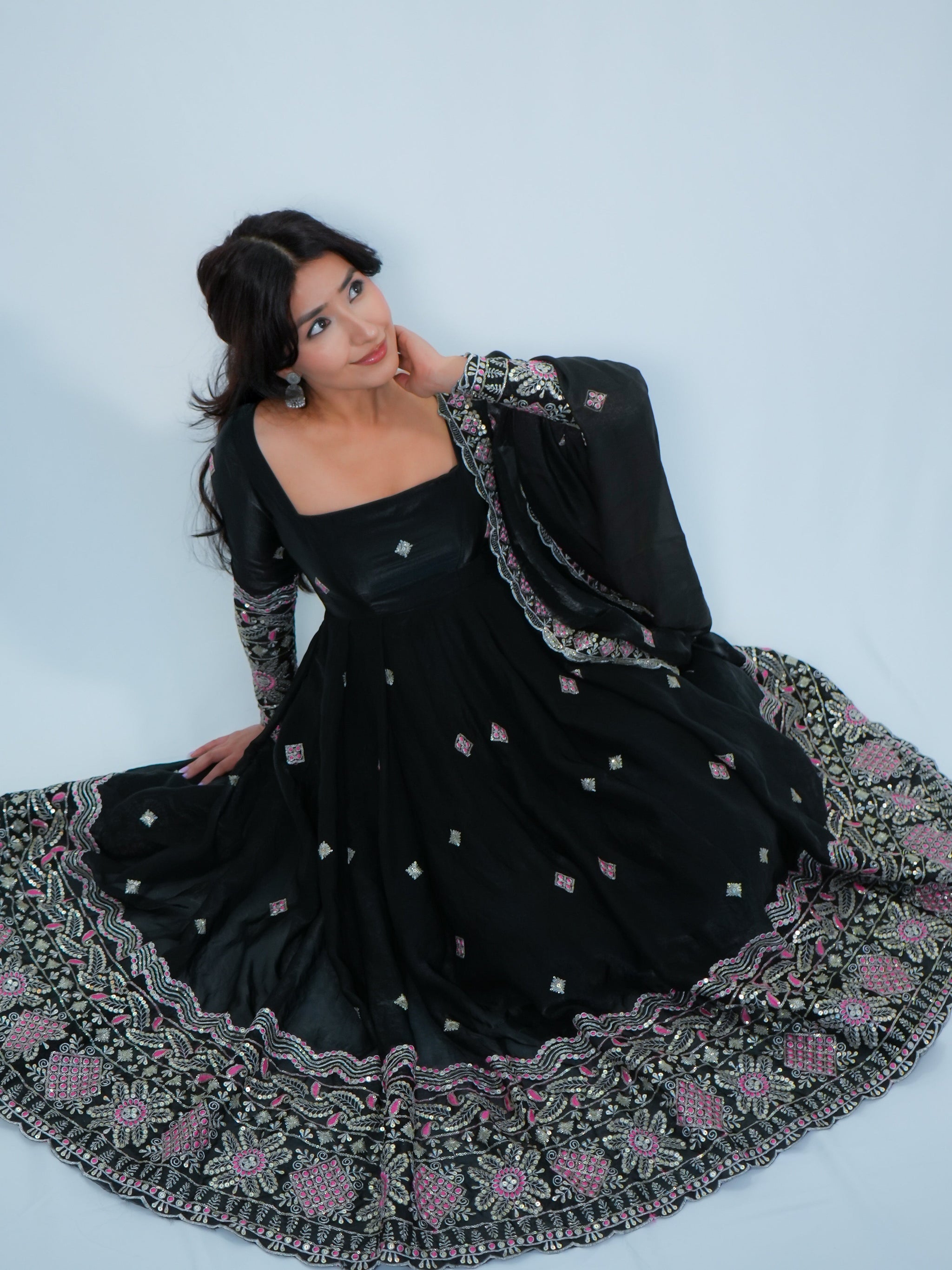 Anarkali Suit With Duppata & Plazo Festive Wear Set