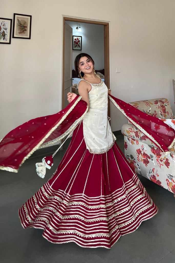 Ivory and Maroon Elegant Top Bottom Dupatta Suit Set