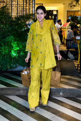 Yellow Embroidered Chanderi Kurta with Farshi Salwar