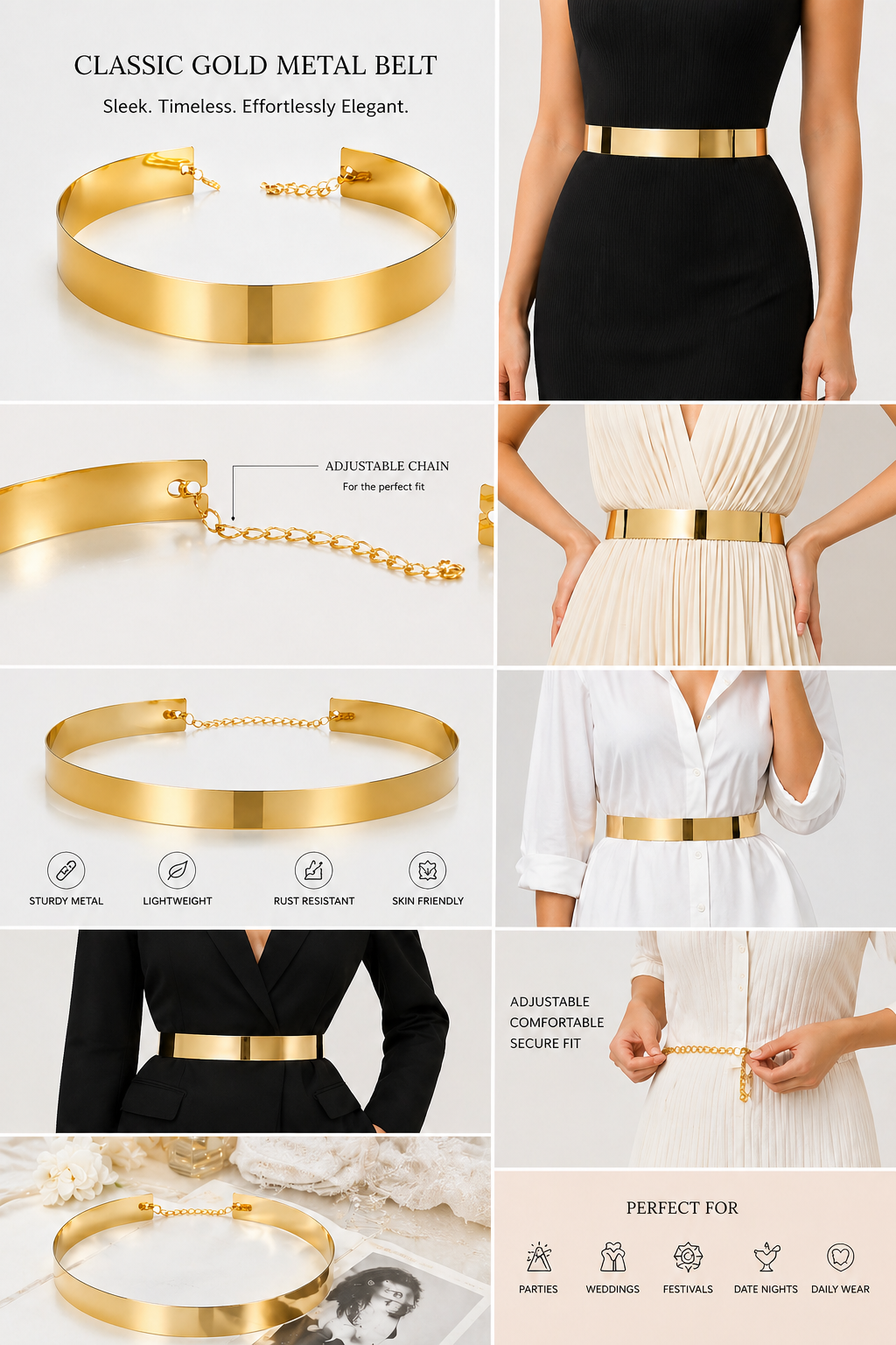 Multi Purpose Stylish Metal Belt With 2 inches Thick