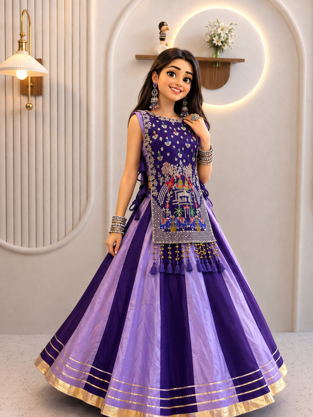 Navratri Crop Top Designer Lehenga Choli With Shrug
