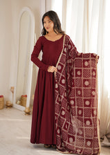 Chanderi 16 Kali Anarkali With Designer Dupatta