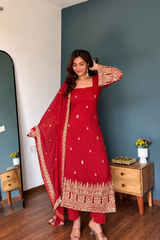 Brown Designer Embroidered Zari Sequins Work Pakistani Suit Set