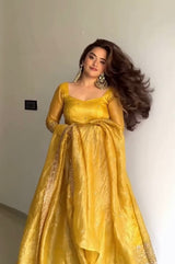 Yellow Designer Party Wear Anarkali Suits