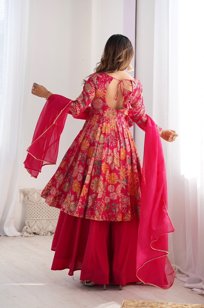 Floral Designer Peplum Plazo Kurta Set