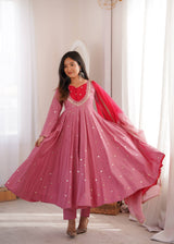Full Flared Anarkali Suit With Delicate Mirror Work Detailing
