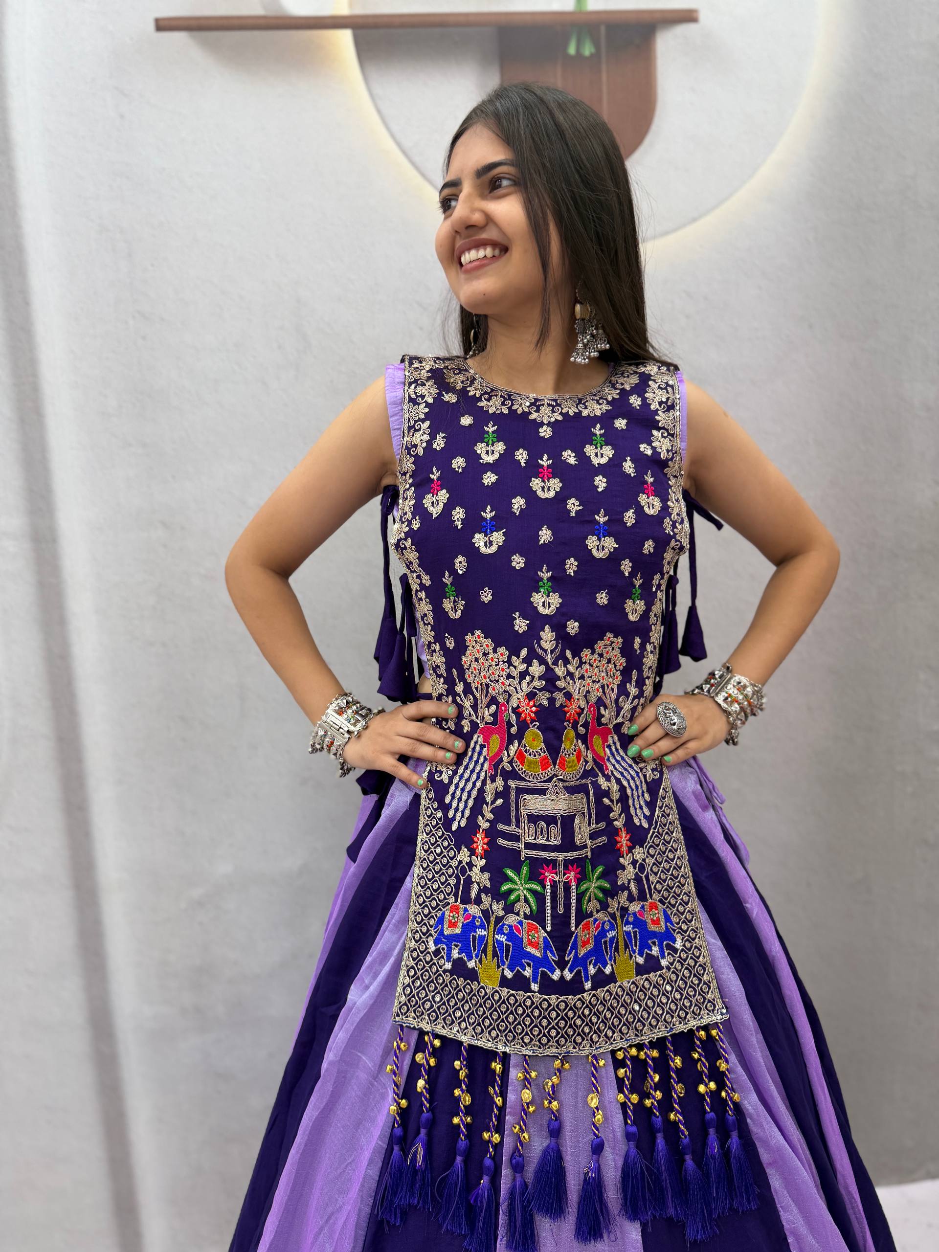 Navratri Crop Top Designer Lehenga Choli With Shrug