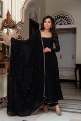 Anika Premium Black Party Wear Anarkali Suit Set