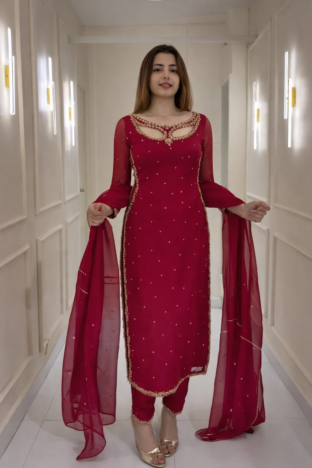 Eye Neck Designer Suit Set