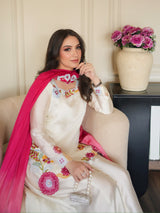 Ivory Pakistani Floral Farshi Salwar Suit Set