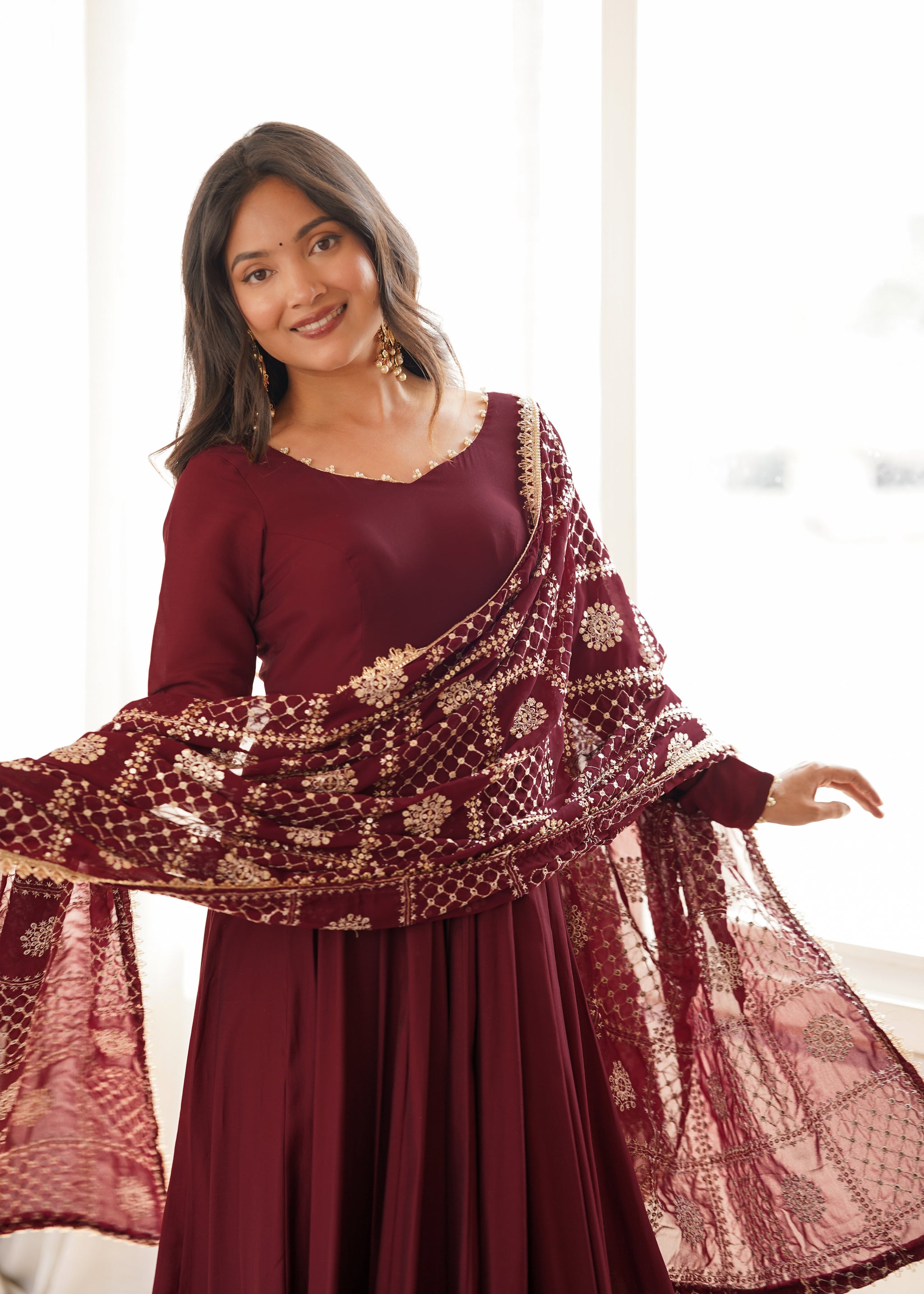 Chanderi 16 Kali Anarkali With Designer Dupatta