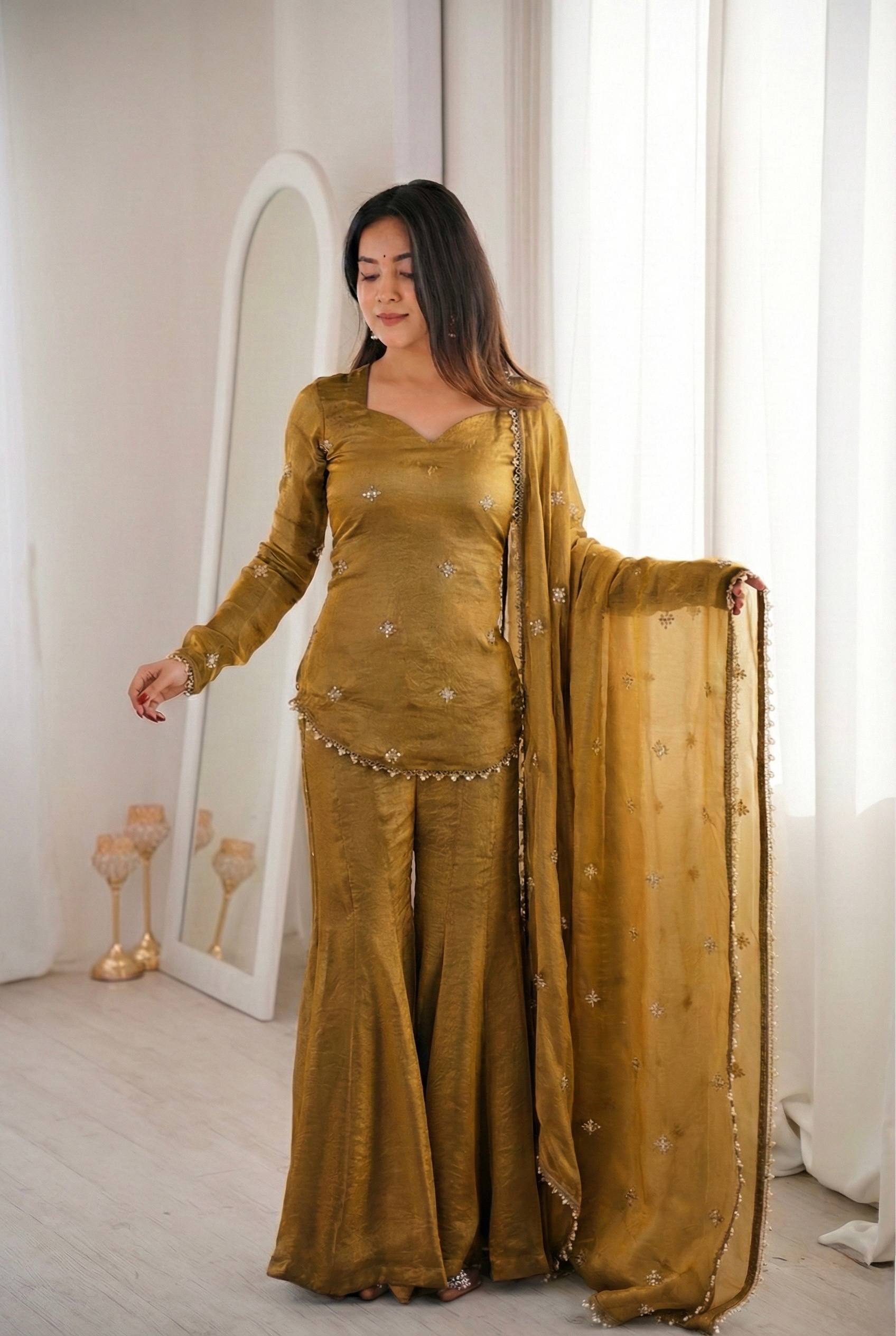 Modern Style Fendy Silk Sharara Set