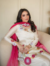 Ivory Pakistani Floral Farshi Salwar Suit Set