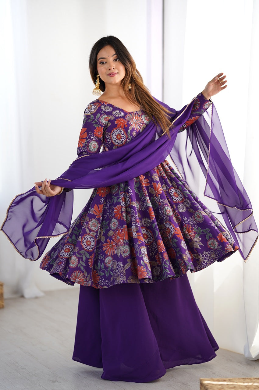 Floral Designer Peplum Plazo Kurta Set