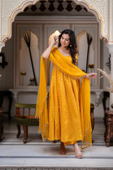 Sargun Yellow Jacquard Suit Set