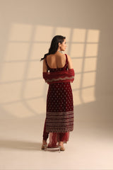 Maroon Heavy Embroidery Work Suit Set