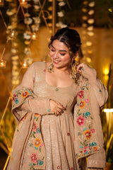 Luminous Silken Chiku Anarkali Suit Set