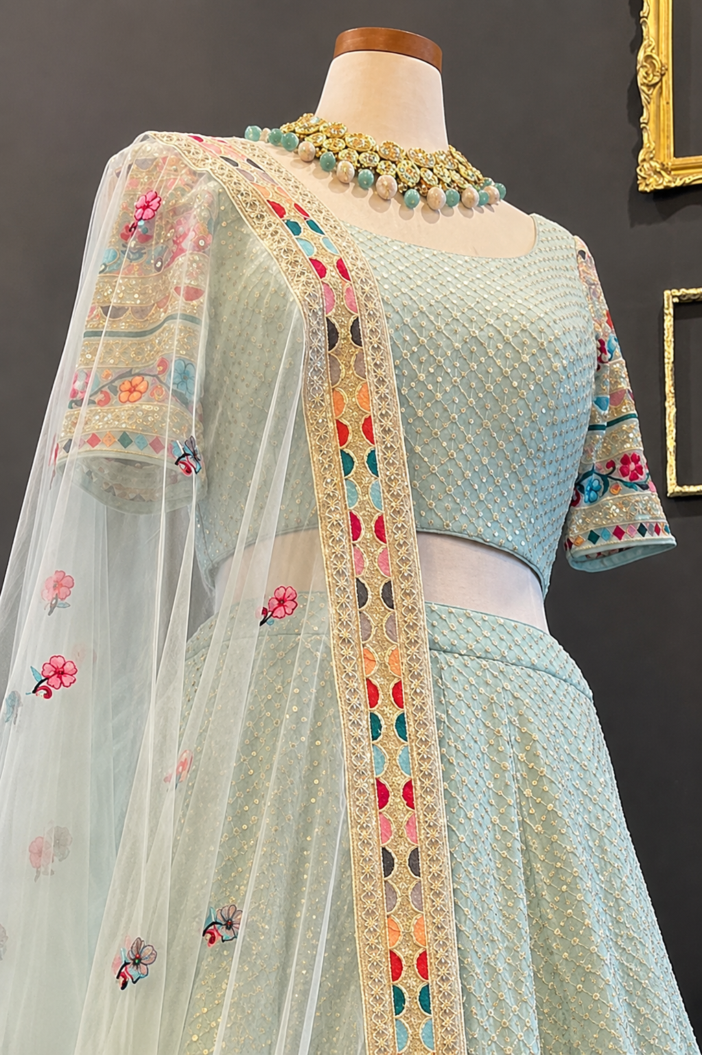Skyblue color Designer Lehenga choli for Wedding & Engagement Function