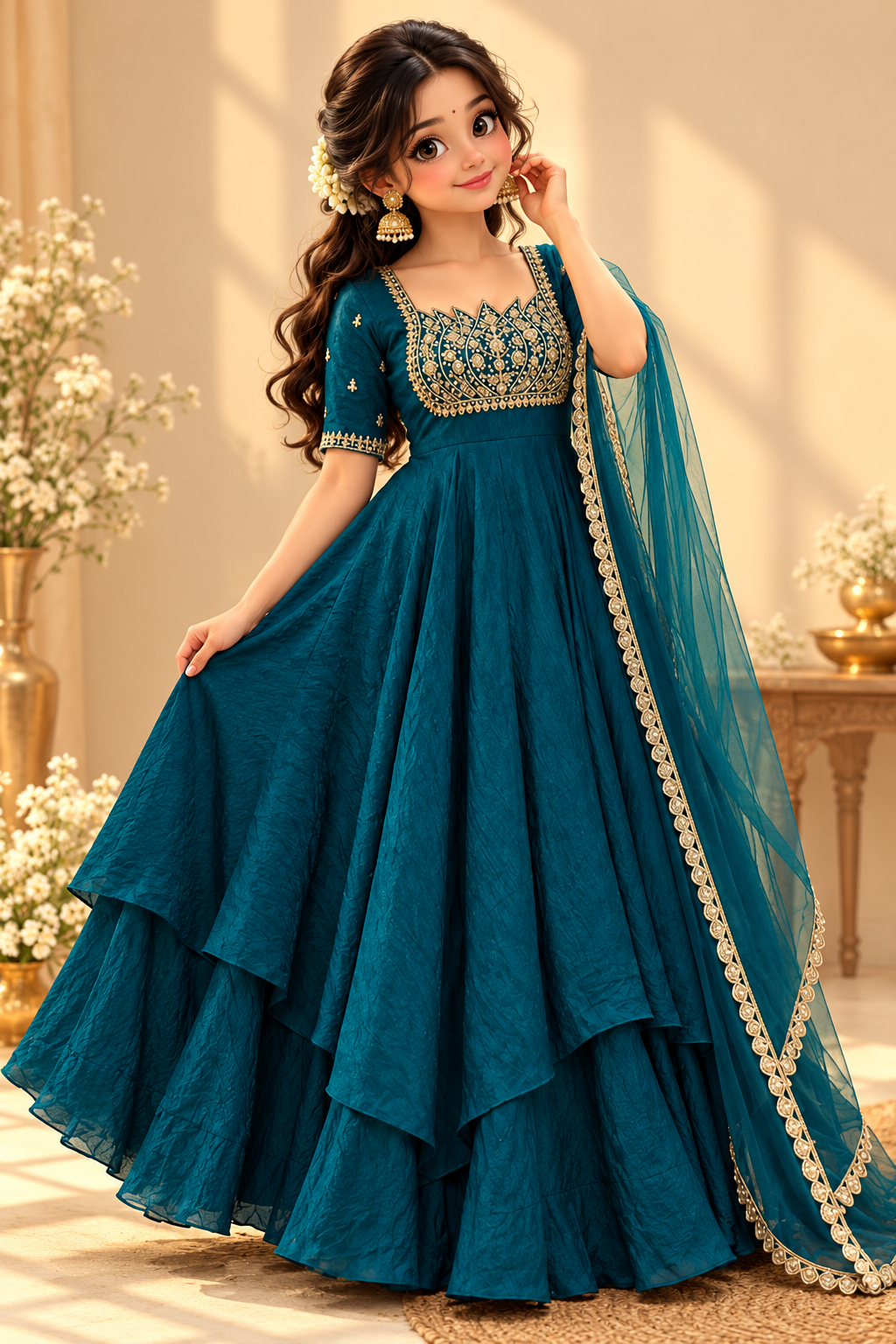 Lotus Blue Premium Designer Anarkali Set