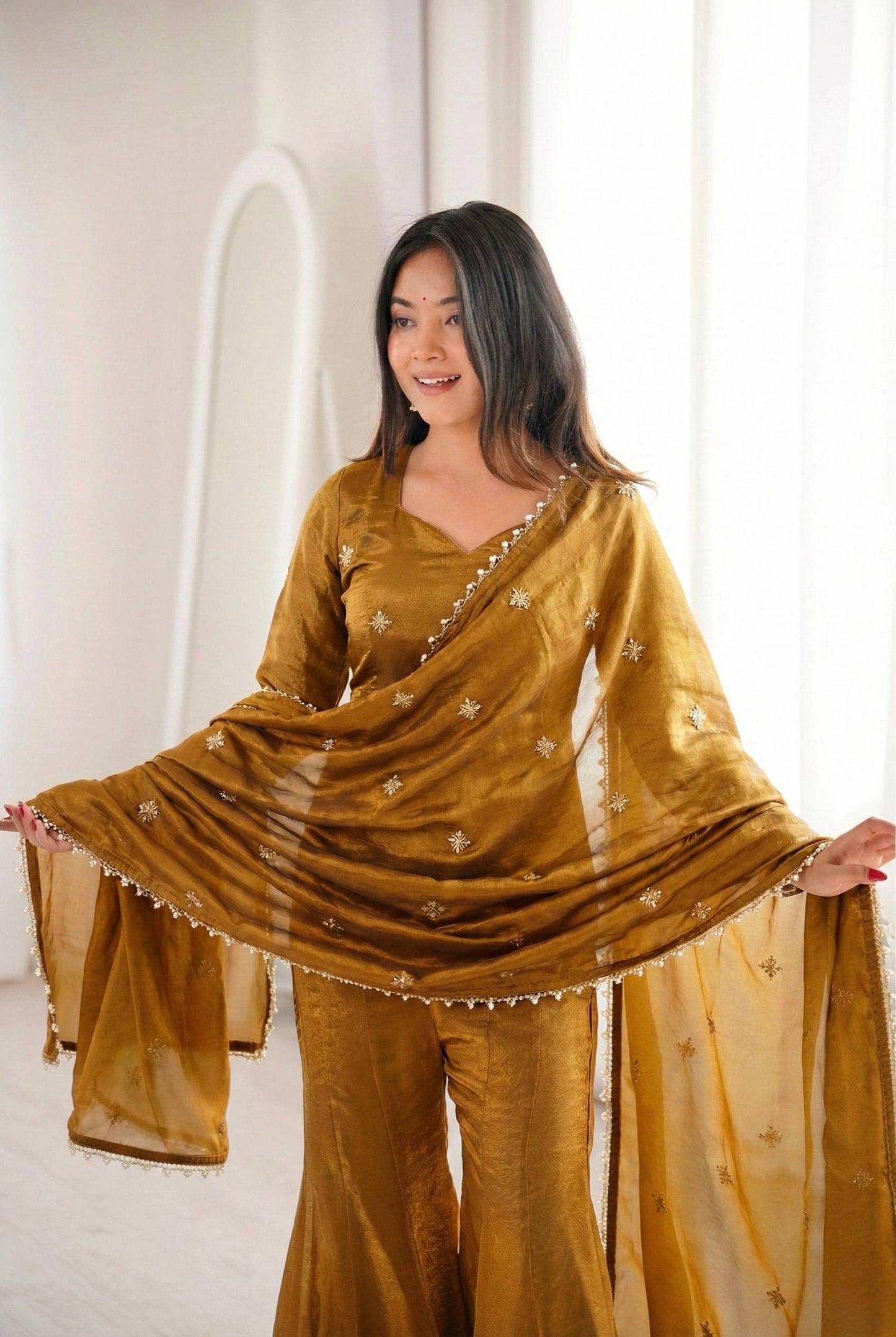 Modern Style Fendy Silk Sharara Set