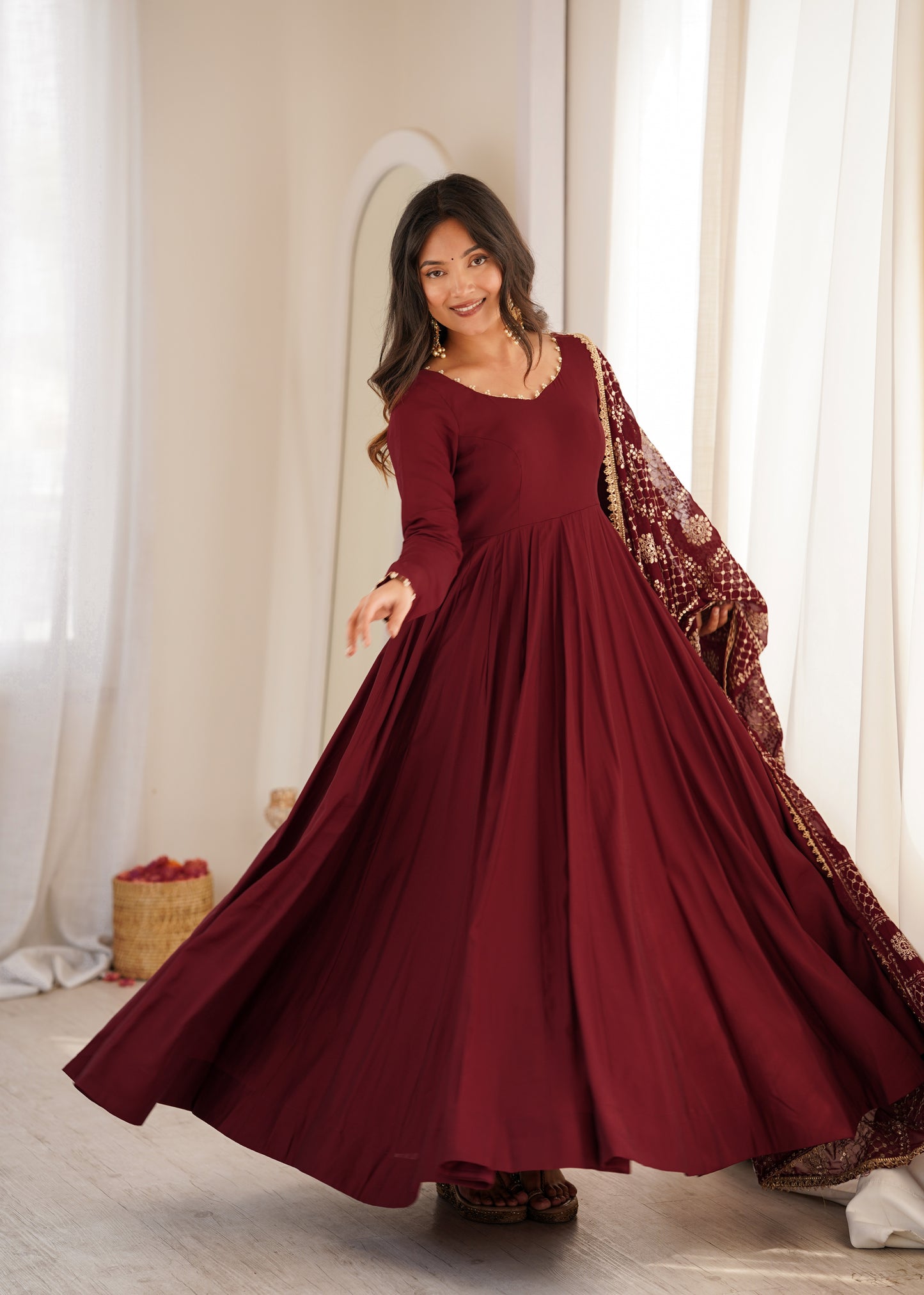 Chanderi 16 Kali Anarkali With Designer Dupatta