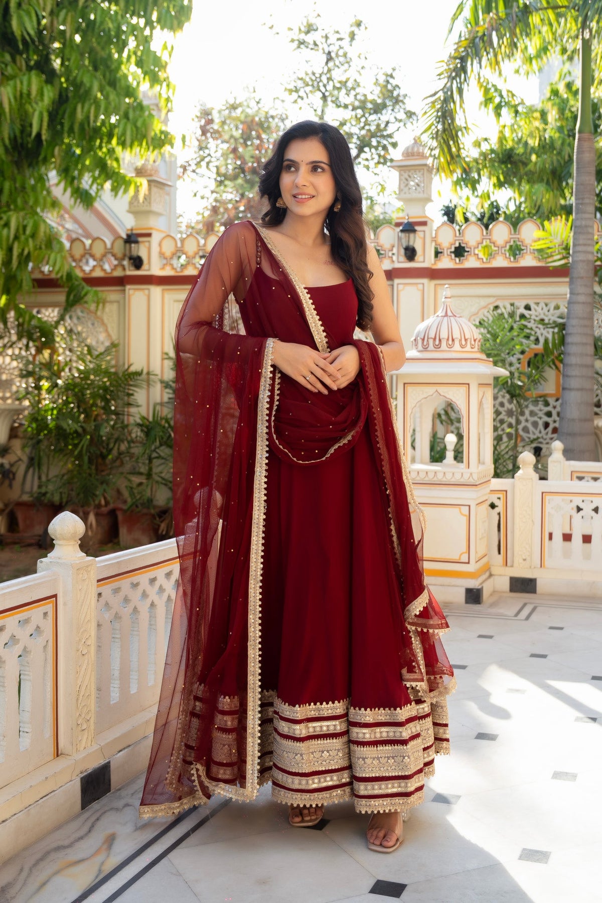 Maharani Maroon Anarkali Suit Set