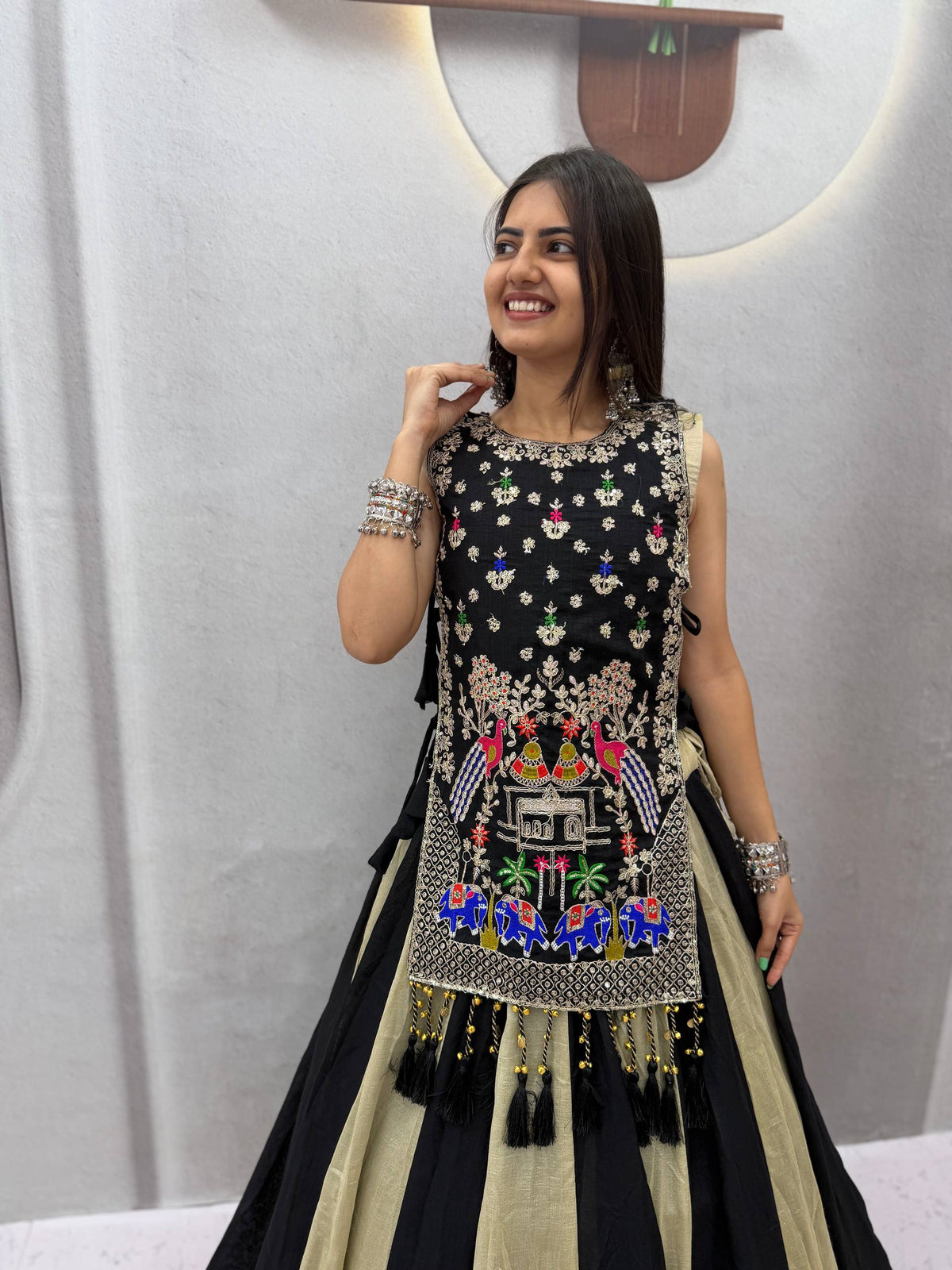 Navratri Crop Top Designer Lehenga Choli With Shrug