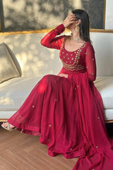 Red Anarkali suit