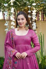 Dusty Rose Shades Anarkali Plazo Suit Set