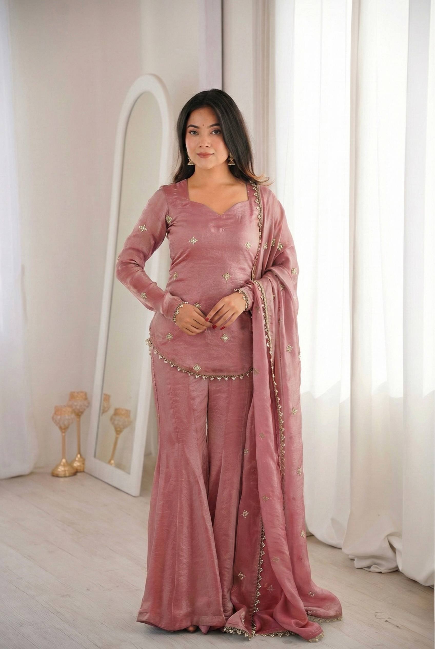 Modern Style Fendy Silk Sharara Set