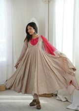 Full Flared Anarkali Suit With Delicate Mirror Work Detailing