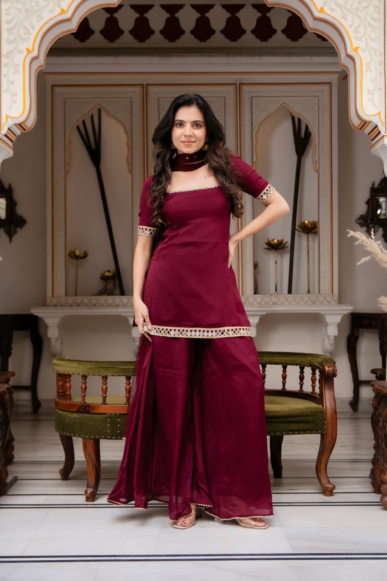Gulnaar Maroon Suit Set