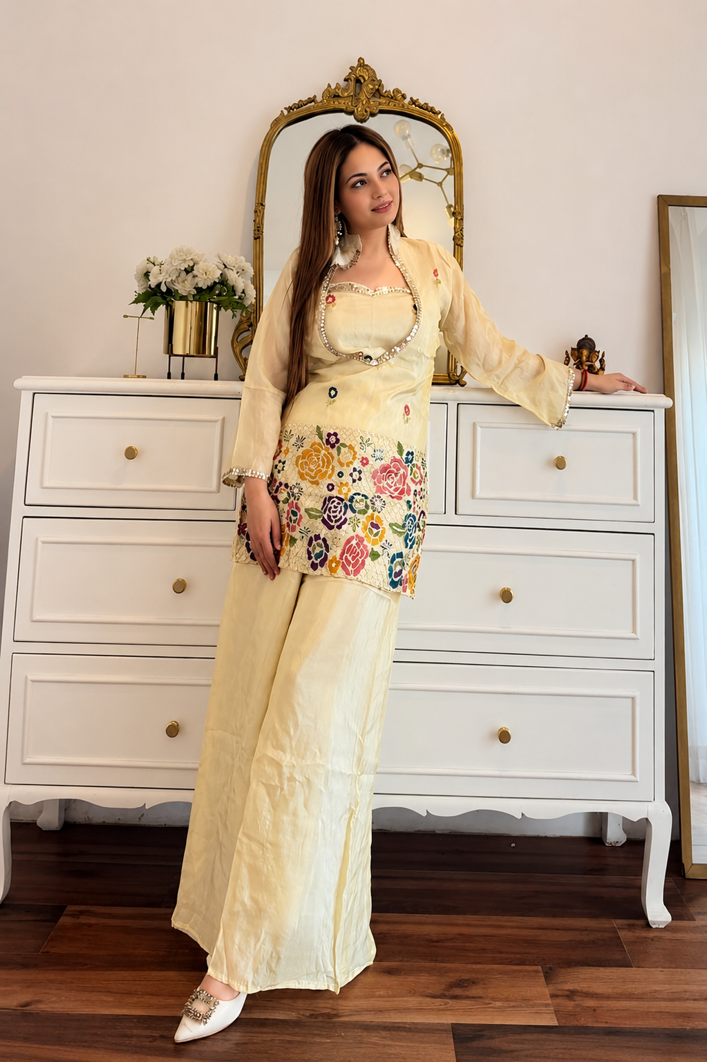 Moda Rapido Romantic Florals Embroidered Co-ord Set