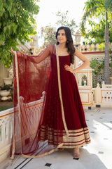 Maharani Maroon Gorgeous Anarkali Suit Set
