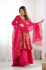 Floral Designer Peplum Plazo Kurta Set