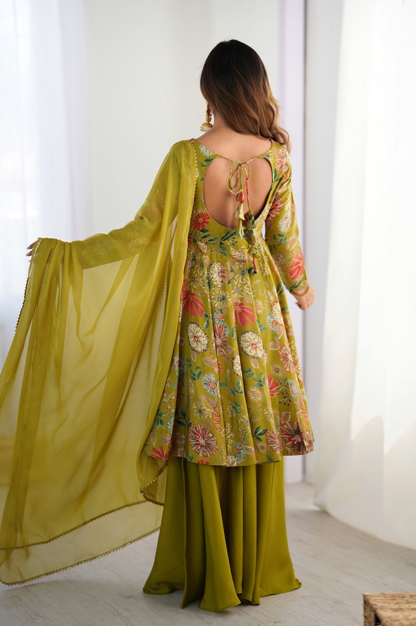 Floral Designer Peplum Plazo Kurta Set