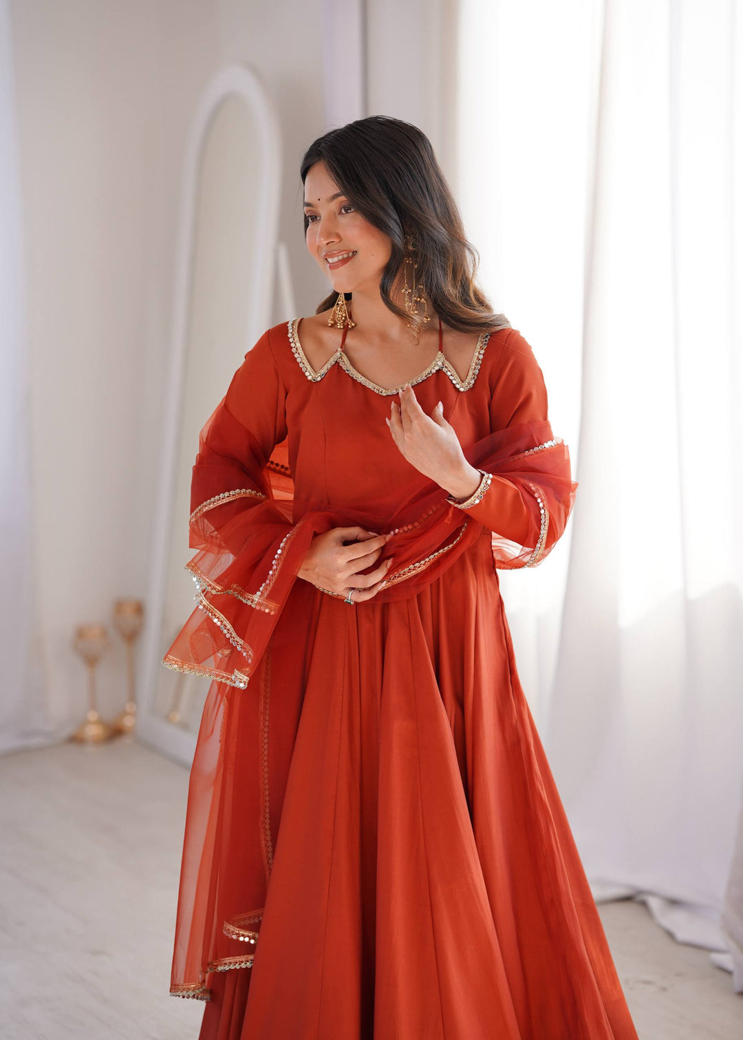 Festive Anarkli Suits with Fency Neck design