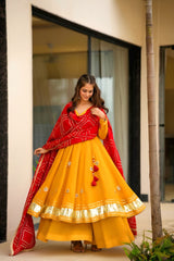 Handmade Anarkali Plazzo Set with Bandhani Dupatta