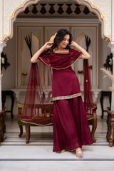 Gulnaar Maroon Suit Set