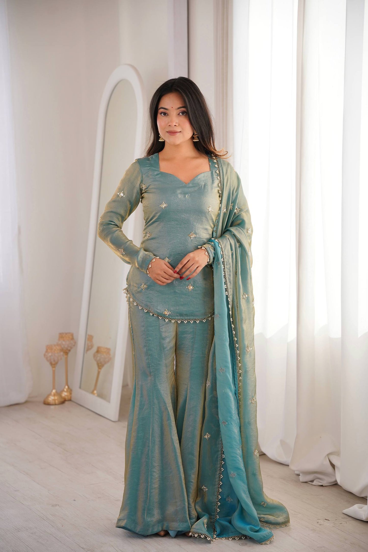 Modern Style Fendy Silk Sharara Set