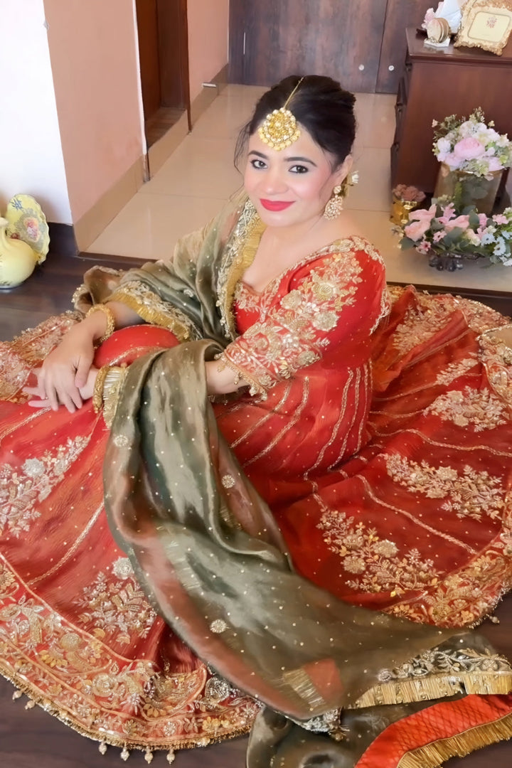 Orange Shades Premium Quality Anarkali Suit Set