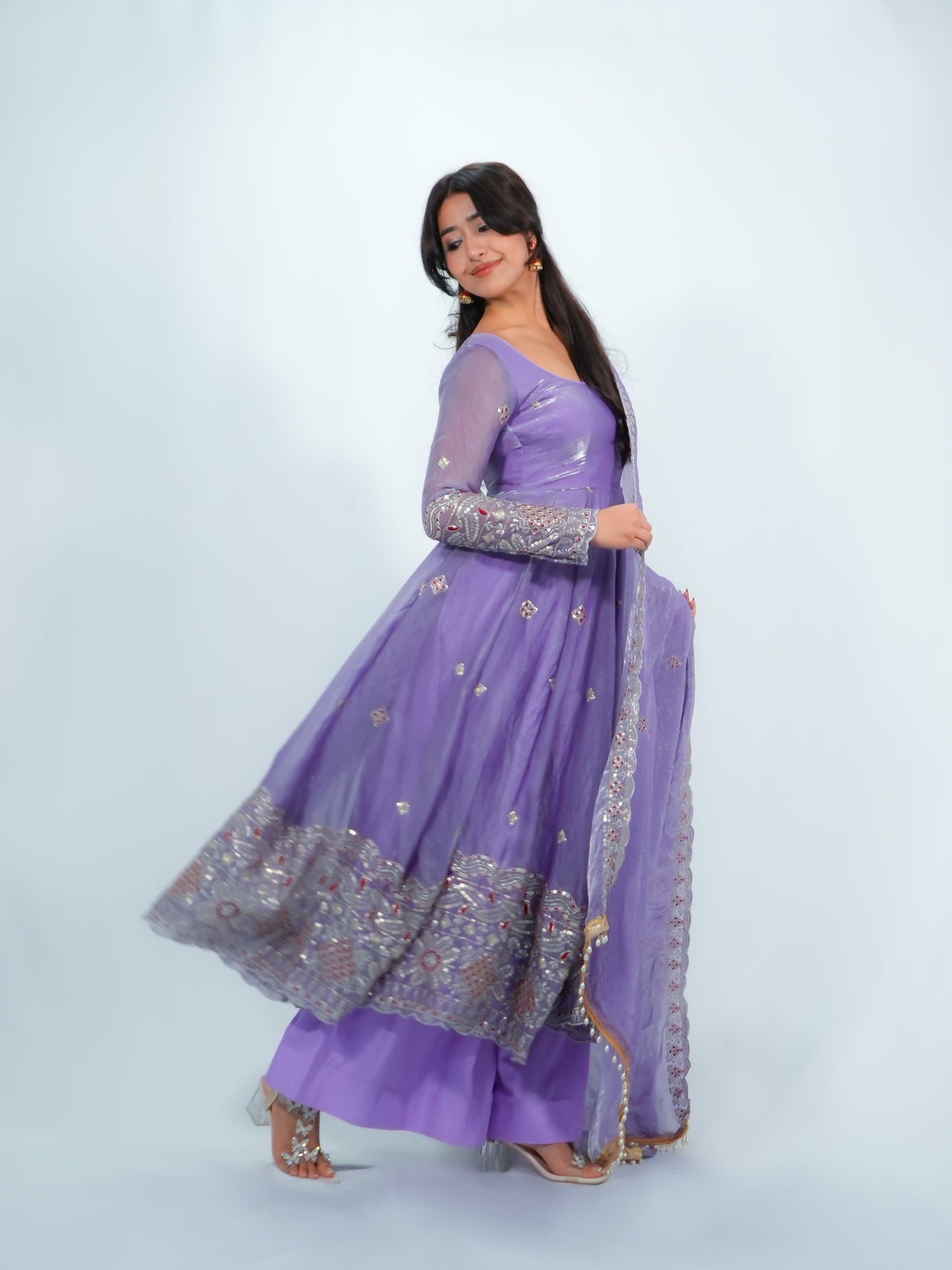 Anarkali Suit With Duppata & Plazo Festive Wear Set