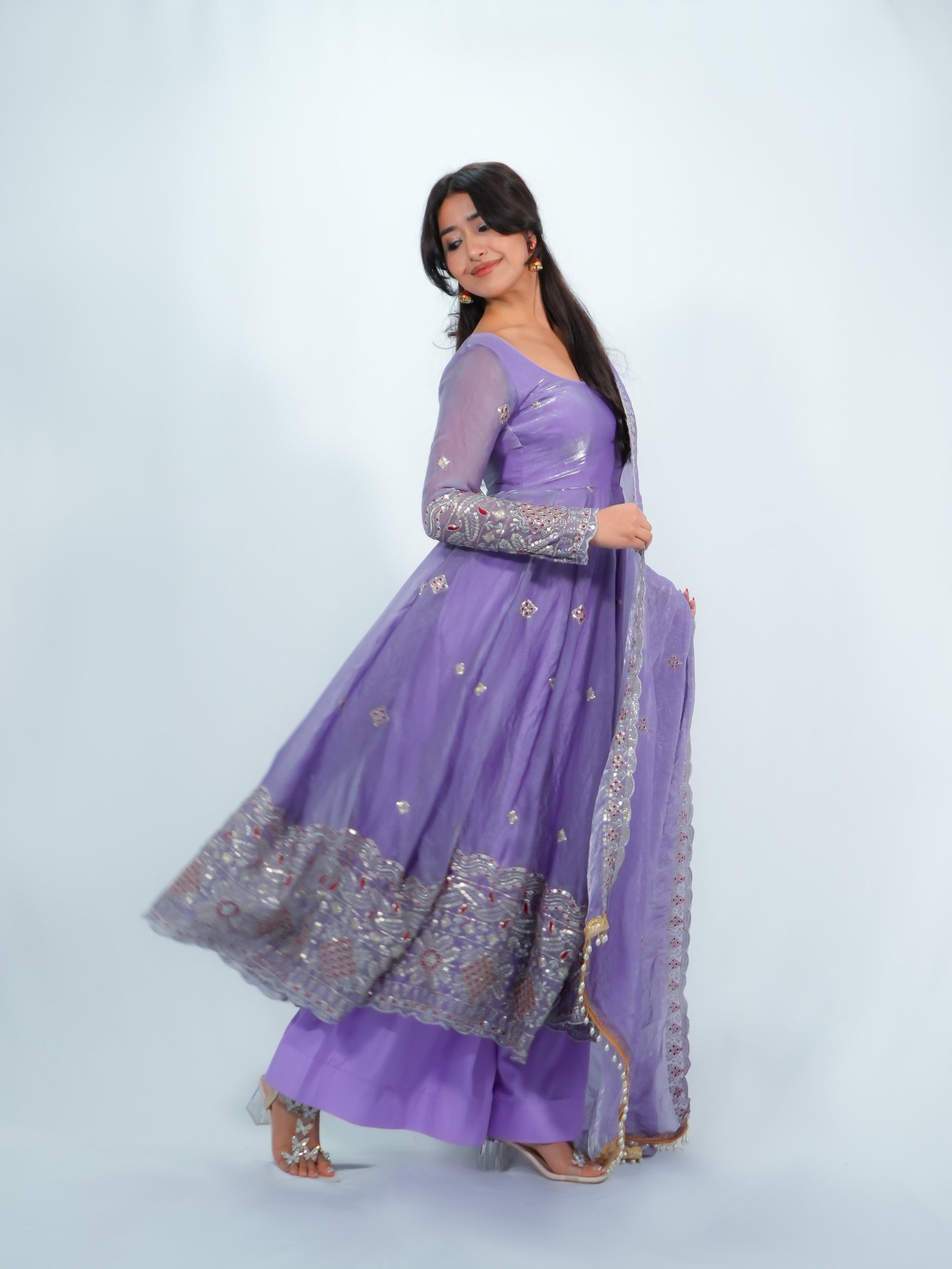 Anarkali Suit With Duppata & Plazo Festive Wear Set